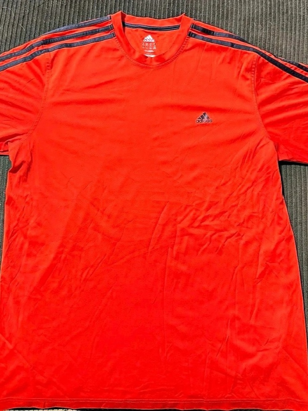 Adidas Climalite 3-Stripe Athletic T-Shirt Tee Red XL